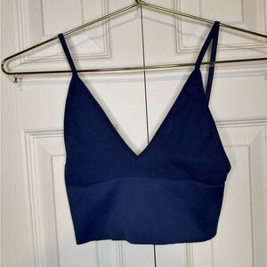 Free People Navy V-Neck Cropped Cami